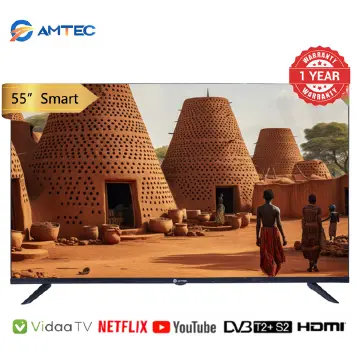 Amtec 55L12 55 inch Smart TV Frameless 4K UHD Vidaa TV, Wi-Fi Ethernet, 3HDMI 2USB Ports, Netflix YouTube Prime Video Bluetooth Energy Saving Wide View Angle