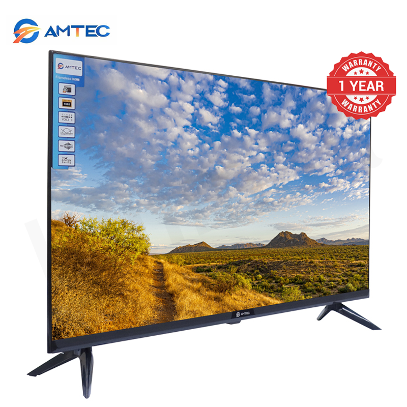 Amtec 32M6 32 Inch Digital TV Frameless Full HD LED TV AC Powered DVB-T2/S2 Digital Audio Hotel Mode USB Recording 3HDMI 2USB VGA Energy Saving Slim Television 1 Year Warranty