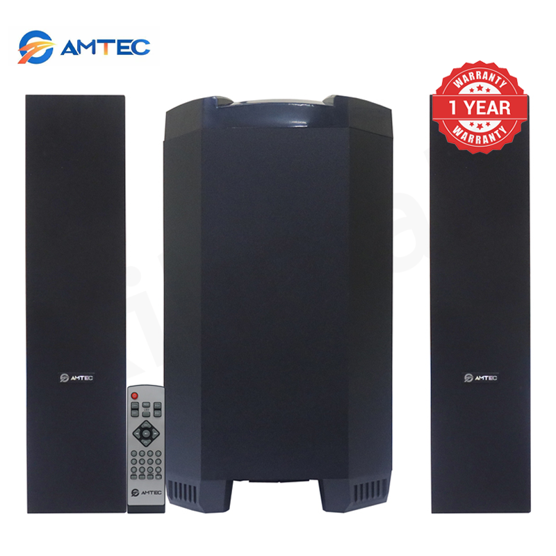 Amtec AM-006 2.1CH Home Theater Subwoofer Speaker 15000W PMPO, Built-in Powerful Amplifier, Bluetooth FM AUX USB SD BT Playback, Remote Control Compact Stylish Audio System 1 Year Warranty