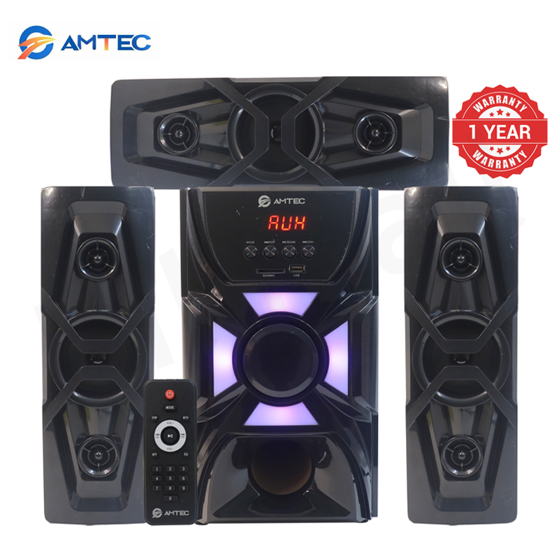 Amtec AM-315 3.1CH Multimedia Subwoofer Audio System,Speaker System 60W RMS 10000W PMPO,AC220V/DC12V Dual Power,Deep Surround Bass,Bluetooth FM AUX USB SD Playback 1 Year Warranty