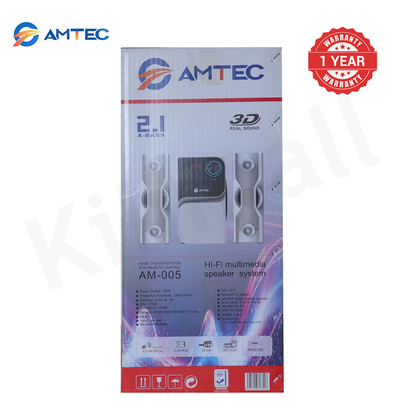 AM-005 2.1CH Bluetooth HI-FI Sound Speaker System 45W RMS 8000W PMPO Subwoofer USB/SD/FM, AC/DC Dual Power, Remote Control