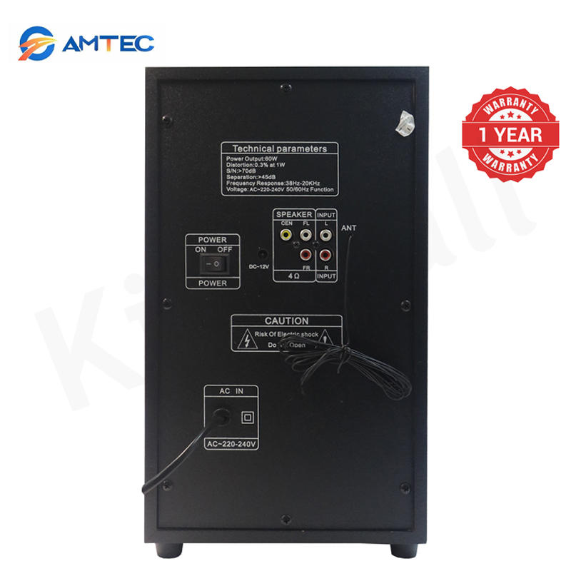 Amtec AM-315 3.1CH Multimedia Subwoofer Audio System,Speaker System 60W RMS 10000W PMPO,AC220V/DC12V Dual Power,Deep Surround Bass,Bluetooth FM AUX USB SD Playback 1 Year Warranty