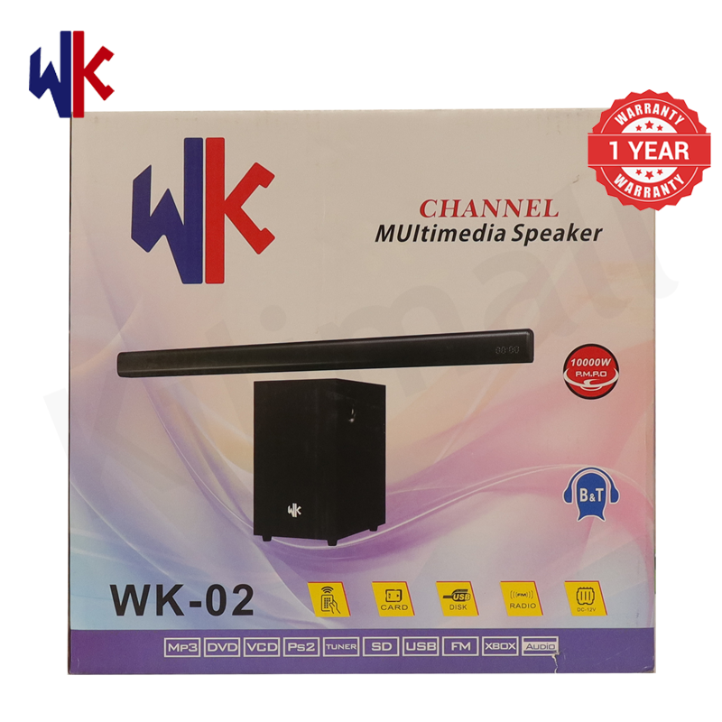 WK WK-02 Sound Bar System Home Theater Multimedia Speaker 35W RMS 10000W PMPO,AC220V/DC12V Dual Power,Bluetooth Connectivity,FM USB SD MP3 DVD PS2 XBOX Heavy Bass Audio System 1Year Warranty