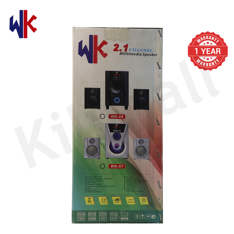 WK WK-07 2.1CH Home Theater Multimedia Speaker System Woofer, 3000W PMPO Deep Surround Bass, Bluetooth BT FM AUX USB SD Input for Music Movie Gaming 1 Year Warranty