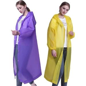 Premium Reusable EVA Raincoat for Adults - Durable Lightweight Waterproof Rain Poncho with Hood and Snap Buttons - Portable Eco-Friendly Emergency Rain Gear