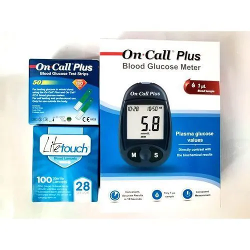 On Call Plus Hot sale Blood Glucose Test machine Glucometer Blood Sugar Level Measuring Device House-Service Detector Tester