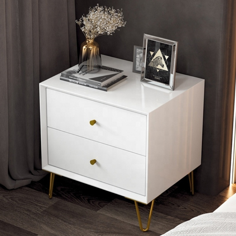 [BRAND NEW!!] Julz Bedside Drawer Modern Nightstand End Side Table Bedside Furniture Night Stand 2 Drawer Dresser Chest with Open Shelves Small Office Filing Storage Cabinet for BEDROOM