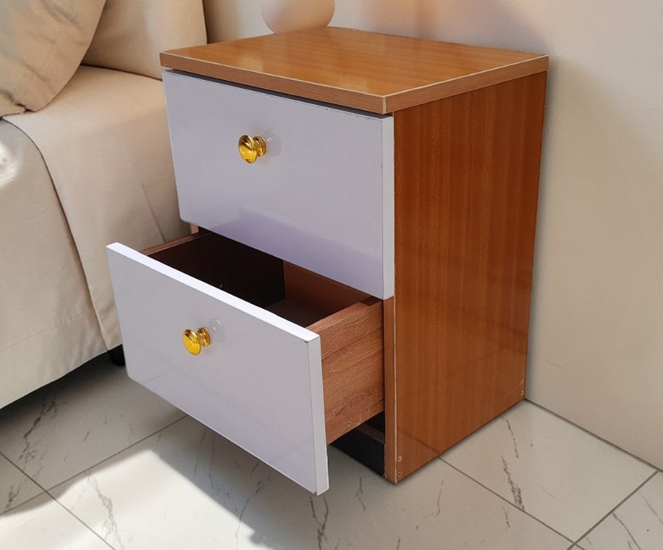 [BRAND NEW!!] Julz Bedside Drawer Modern Nightstand End Side Table Bedside Furniture Night Stand 2 Drawer Dresser Chest with Open Shelves Small Office Filing Storage Cabinet for BEDROOM