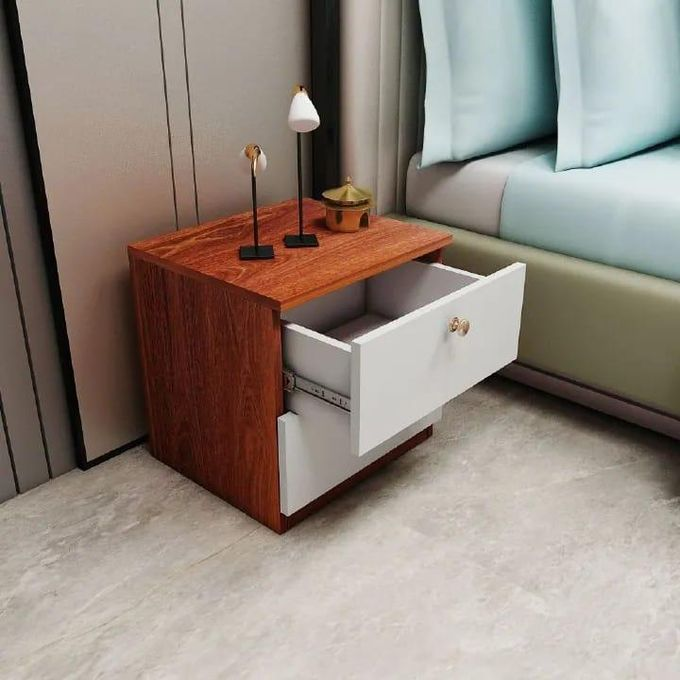 [BRAND NEW!!] Julz Bedside Drawer Modern Nightstand End Side Table Bedside Furniture Night Stand 2 Drawer Dresser Chest with Open Shelves Small Office Filing Storage Cabinet for BEDROOM