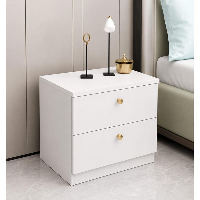 [BRAND NEW!!] Julz Bedside Drawer Modern Nightstand End Side Table Bedside Furniture Night Stand 2 Drawer Dresser Chest with Open Shelves Small Office Filing Storage Cabinet for BEDROOM