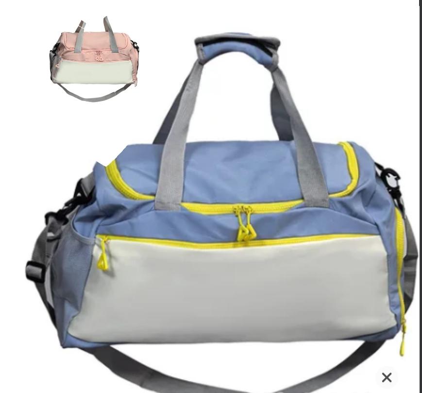 Universal 33L Unisex Travel & Gym Duffel Bag – Waterproof Weekender with Shoe Compartment, Detachable Shoulder Strap, Casual Carry-on for Women Men (Pink/Blue)