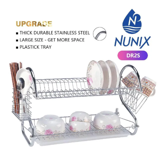 Stainless Steel Dish Rack - Large Capacity Drainer with Cutlery Holder & Drip Tray, Rust-Resistant Kitchen Sink Organizer for Dishes, Cups, and Utensils
