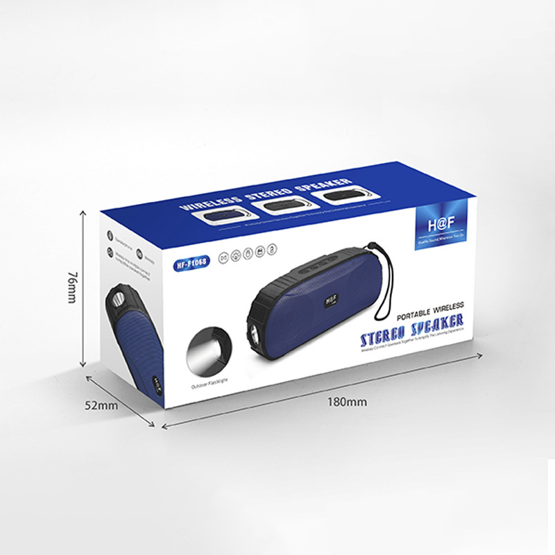 H@F HF-F1068A Portable Wireless Bluetooth Speaker – Dual Speakers with Built-in Flashlight & Carrying Strap for Outdoor Sound