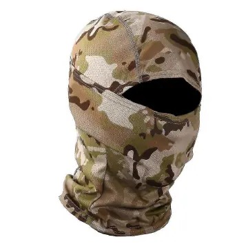 Tactical Camouflage Balaclava Full-Face Mask – Stretch Fabric Ski Mask in Solid Tan, Woodland Camo & Leaf Camo – Breathable Windproof Neck Gaiter for Hunting, Cycling, Motorcycle & Outdoor Sports