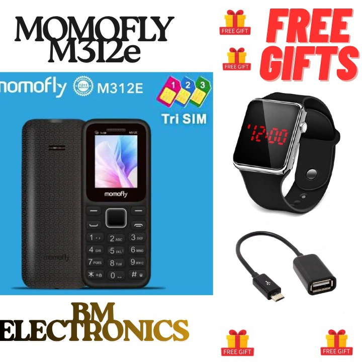 [ NEW ARRIVAL ] momofly M312E 32 MB RAM featured phone Triple SIM Regular 5C Battery, 1.77" display with BT connectivity featured phones+free gifts(WATCH+otg)