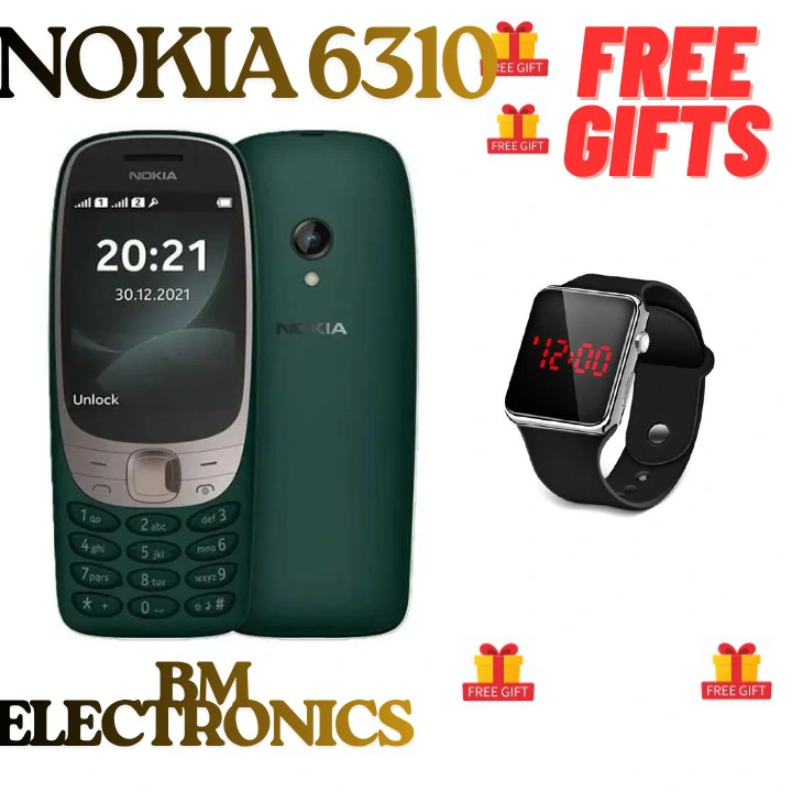Nokia 6310 2021 Smartphone 2.8" Screen Dual SIM Phone 4g Call Rear Camera 0.5MP Shock Resistant and Durable Super Strong Signal Long Battery Memory Card Supported Featured phone +FREE GIFTS(WATCH)