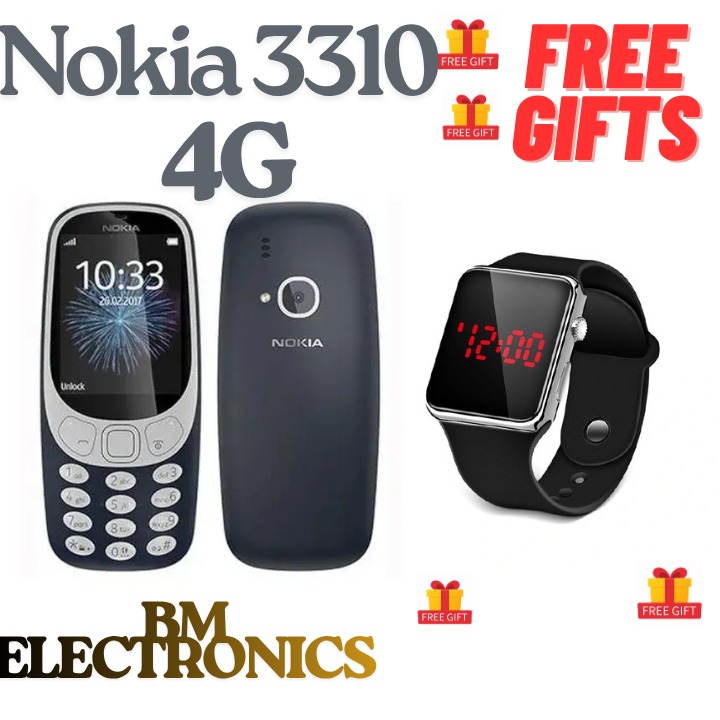 [ NEW ARRIVALS ] NOKIA 3310 PHONE WITH 2.4″ DISPLAY, DUAL SIM, 16MB STORAGE (EXPANDABLE), 2MP REAR CAMERA, FM RADIO, MICROSD CARD SUPPORT 1200mAh BATTERY FEATURED PHONE +FREE GIFTS(WATCH)