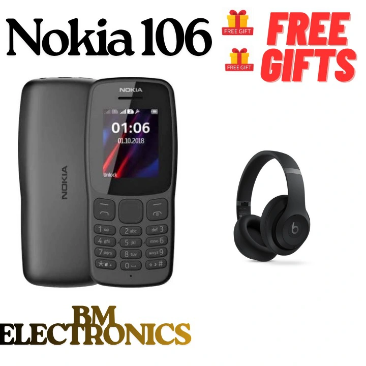 New Arrival Nokia 106 4G!!! Mobile Phones, 1.8" Dual SIM Cards Cell Phone 800 MAh Removable Battery Cheap Durable with FM Radio and Micro USB connector FEATURED PHONE +FREE GIFTS (HEADPHONES)