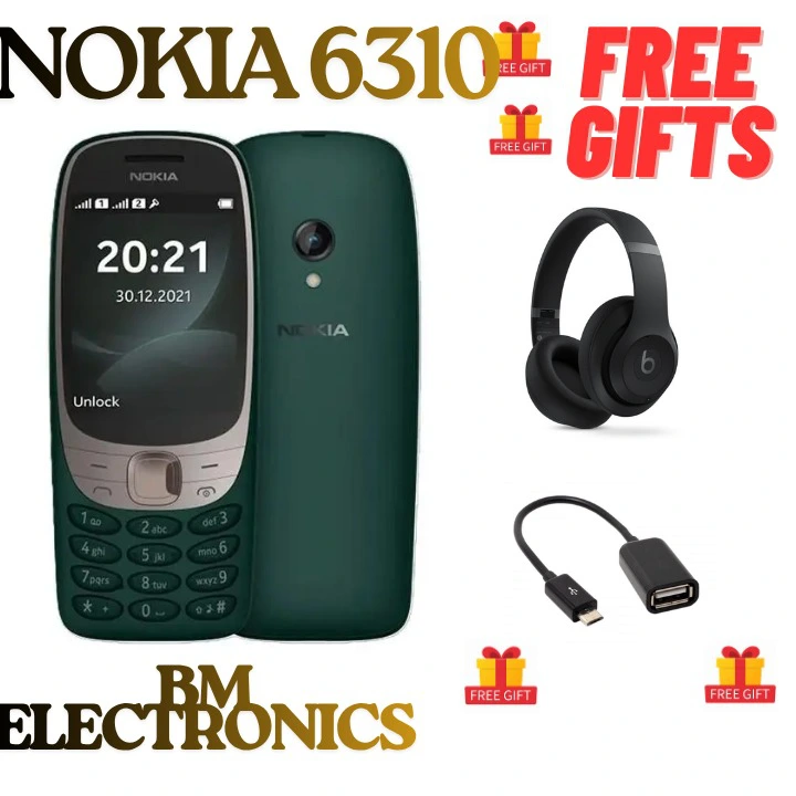 Nokia 6310 2021 Smartphone 2.8" Screen Dual SIM Phone 4g Call Rear Camera Shock Resistant and Durable Super Strong Signal Long Battery Memory Card Supported Featured phone +FREE GIFTS(HEADPONES+OTG)