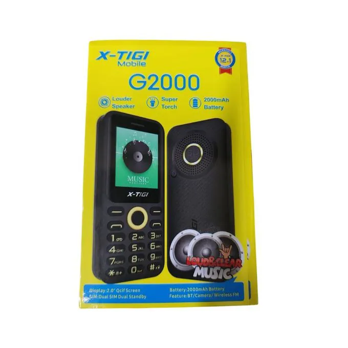 X-TIGI G2000 SCREEN 2.0’’ DUAL SIM CARD WIRELESS FM BATTERY 2000MAH BIG TORCH CAMERA LOUDER SPEAKER 1 YEAR WARRANTY KABAMBE BUTTON PHONE ON OFFER