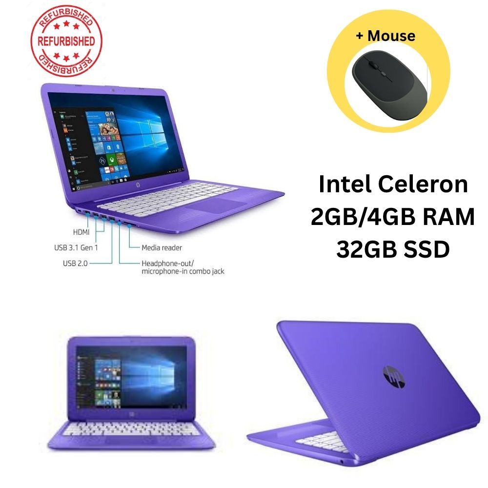 HP Stream 11 Pro educational laptop, 11.6" ,Intel Celeron , Dual-core (2 Core) 1.10 GHz - 2 GB DDR3L RAM - 32 GB SSD + Free mouse