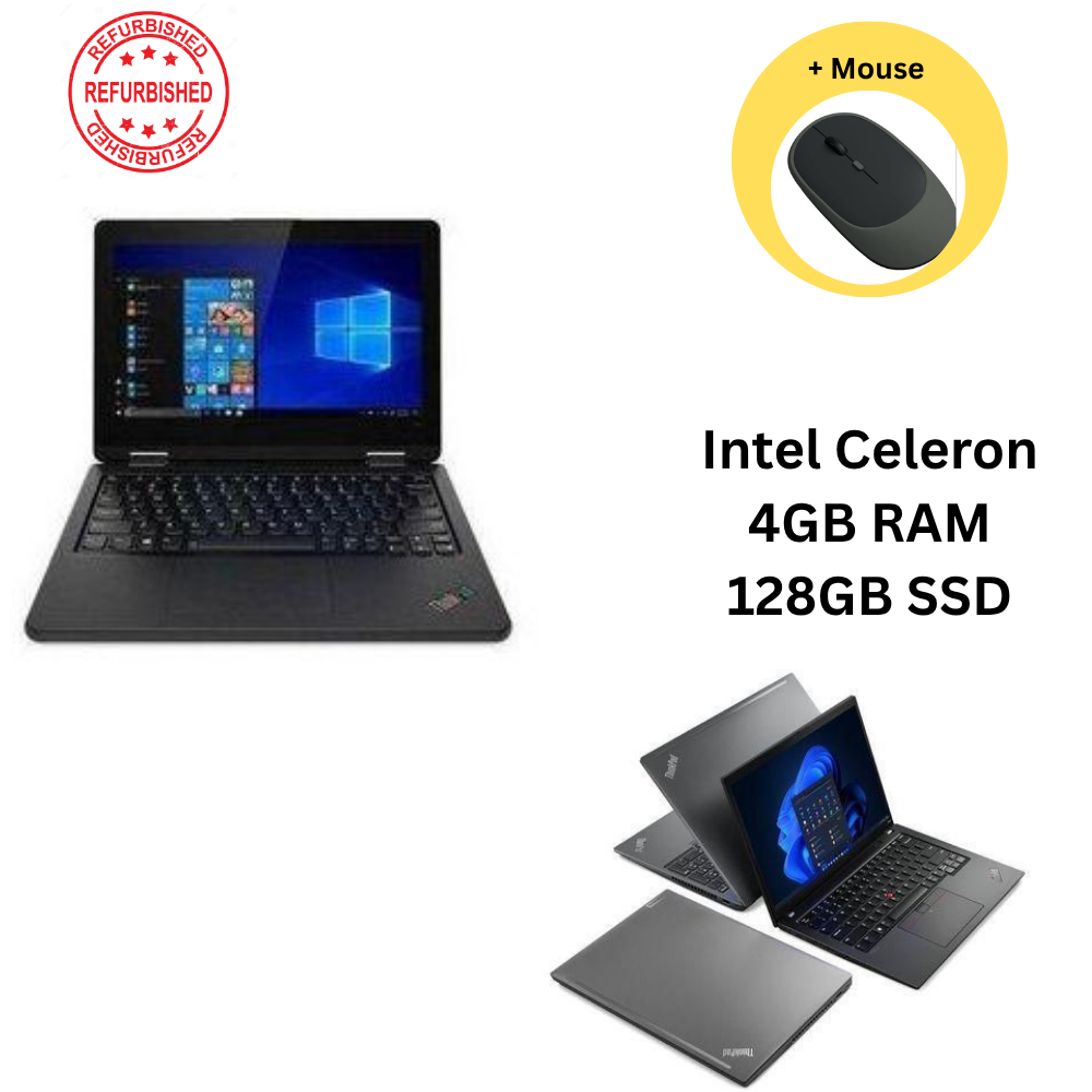 Lenovo yoga 11e mini laptop, Intel Celeron , 4GB RAM , 128GB SSD , 11.6" non touch, With windows and office + Mouse