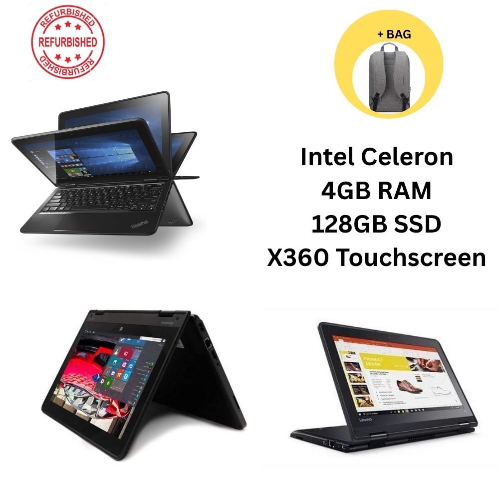 Lenovo yoga 11e laptop, Intel Celeron , 4GB RAM , 128GB SSD , 11.6" non touch, With windows and office + Mouse