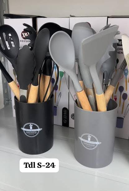 12 Piece Silicone Kitchen Utensil Set – Non-Stick Cooking Spoons with Heat Resistant Handles for Home Kitchen