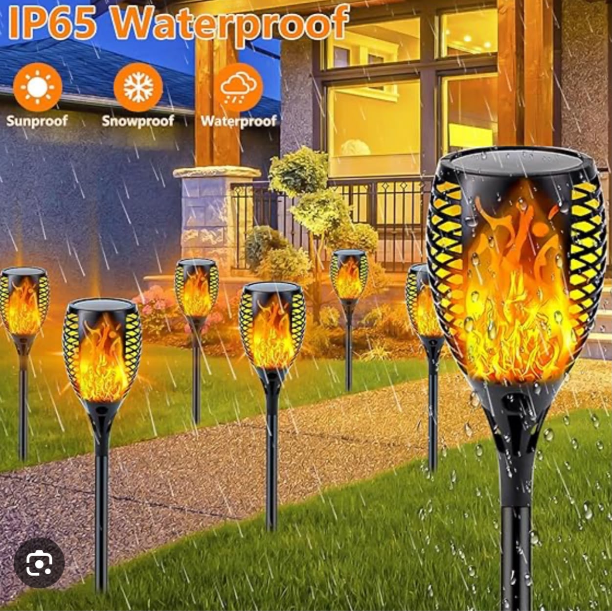 Solar Flickering Garden Flame Lights – Waterproof IP65 Outdoor Solar Torch Lights with Ground Stakes & Automatic Dusk-to-Dawn Lighting