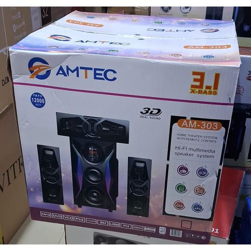 AMTEC AM-303 3.1CH Multimedia Speaker system with Bluetooth, USB, SD, FM Radio, AUX & Remote Control