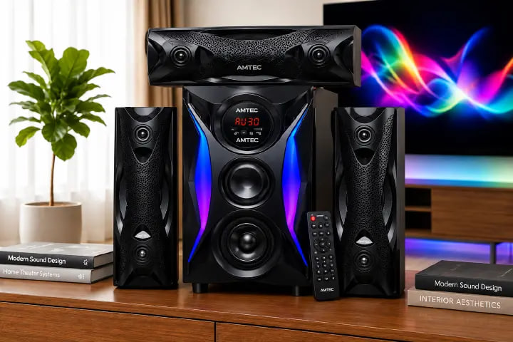 AMTEC AM-303 3.1CH Multimedia Speaker system with Bluetooth, USB, SD, FM Radio, AUX & Remote Control