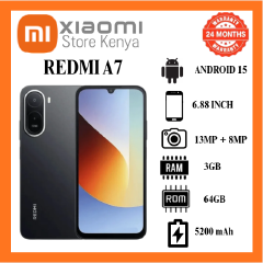 [New Arrival] Xiaomi Redmi A7 64GB + 3GB 6.88 Inch 120Hz LCD Display (13+8)MP Camera 5200mAh Battery 15W Charge Dual Sim Android 15 Side Fingerprint Smartphone
