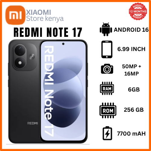 [New Arrival]Redmi Note 17 6.99" Inches Amoled Screen 256GB ROM+ 6GB RAM 50 MP Main Camera +16MP Front ,7700 mAh battery capacity 45W Fast Charging In-screen fingerprint ANDROID 16 Smartphone Phone