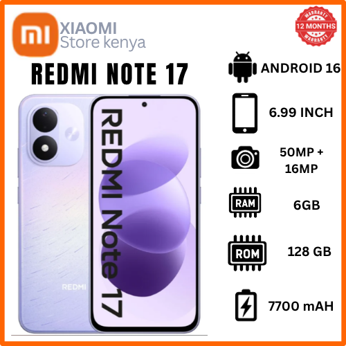 [New Arrival]Redmi Note 17 6.99" Inches Amoled Screen 128GB ROM+ 6GB RAM 50 MP Main Camera +16MP Front ,7700 mAh battery capacity 45W Fast Charging In-screen fingerprint ANDROID 16 Smartphone Phone