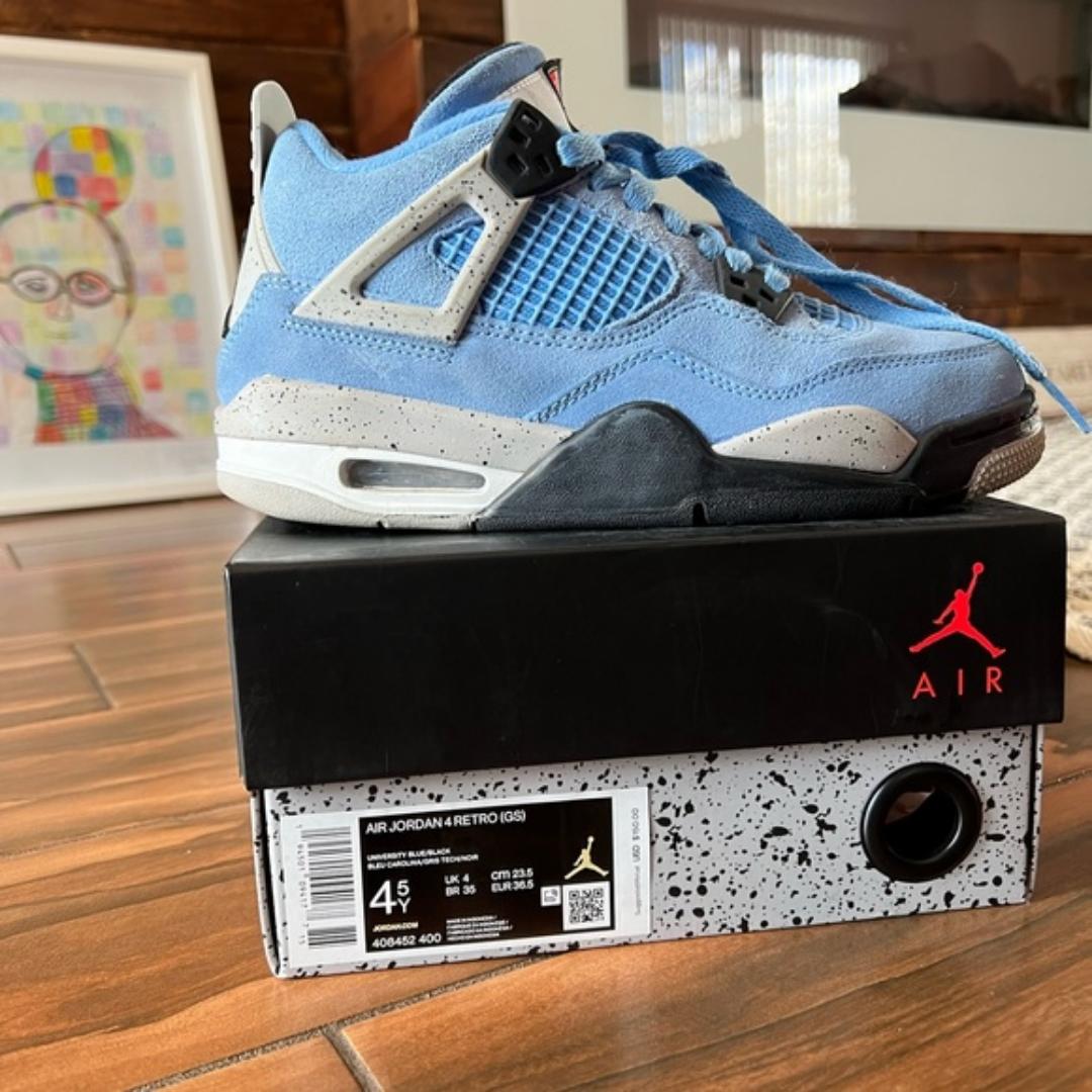 Air Jordan 4 Retro GS "University Blue" White Cement Grey (Best Shop for Quality Shoes, Sneakers, Casuals, Boots, Oxfords, Officials and Shoe Accessories)