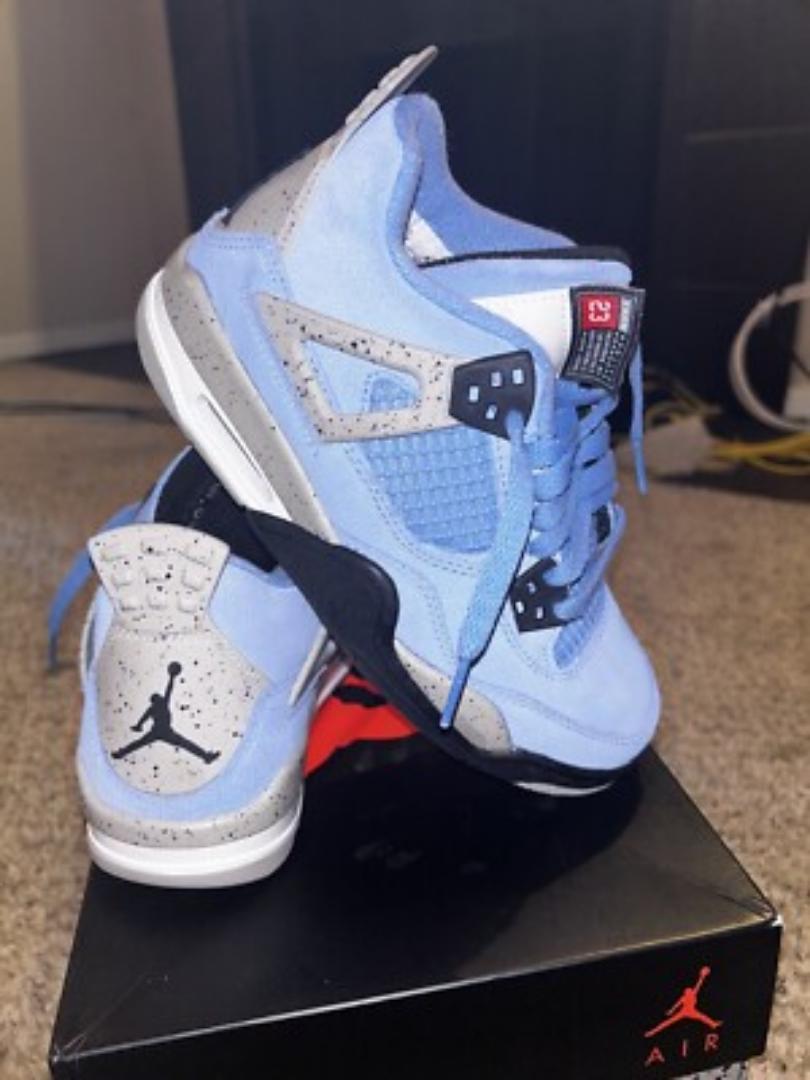Air Jordan 4 Retro GS "University Blue" White Cement Grey (Best Shop for Quality Shoes, Sneakers, Casuals, Boots, Oxfords, Officials and Shoe Accessories)
