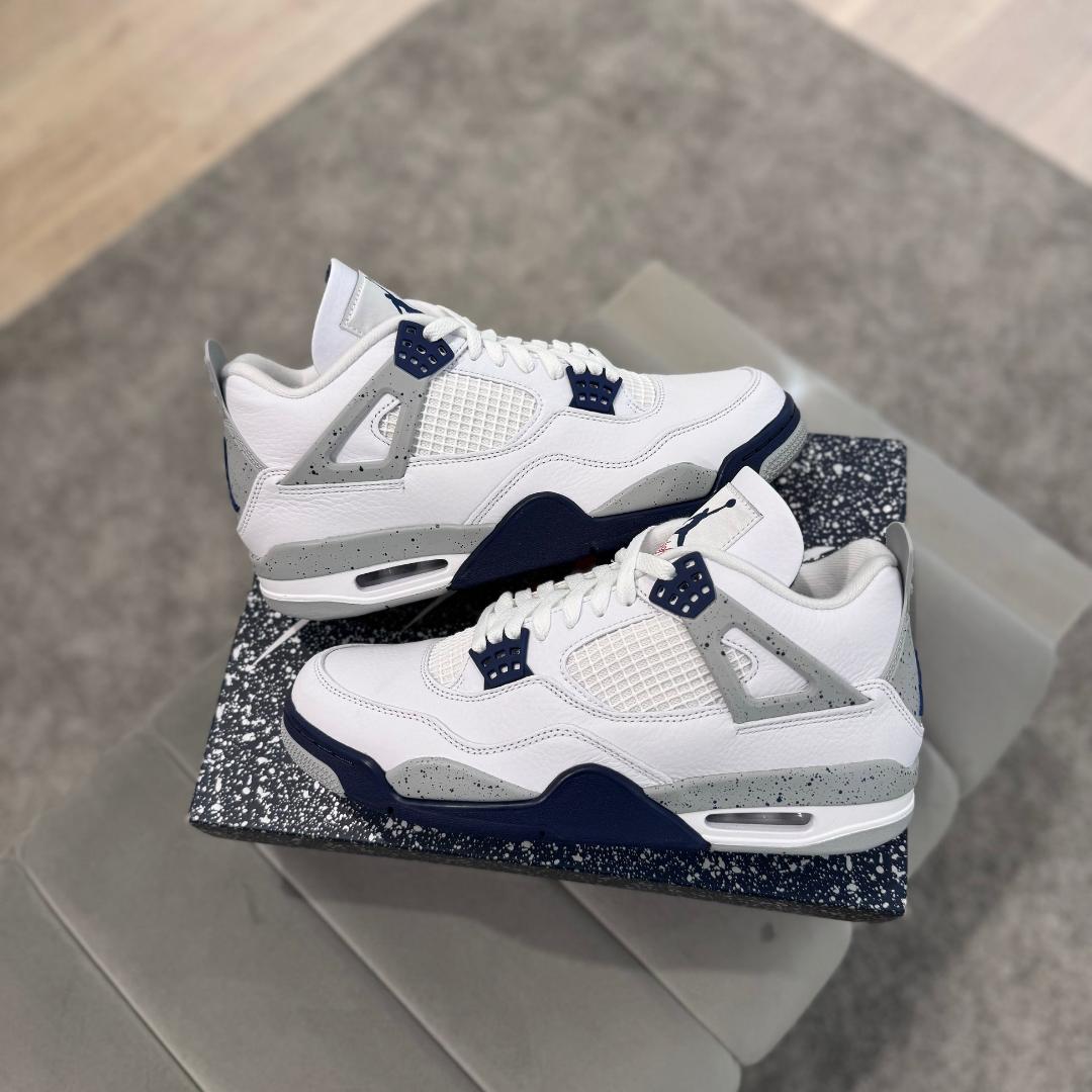 Air Jordan 4 "Midnight Navy" Men's Retro Basketball Shoes Mid Top (Best Shop for Quality Shoes, Sneakers, Casuals, Boots, Oxfords, Officials and Shoe Accessories)
