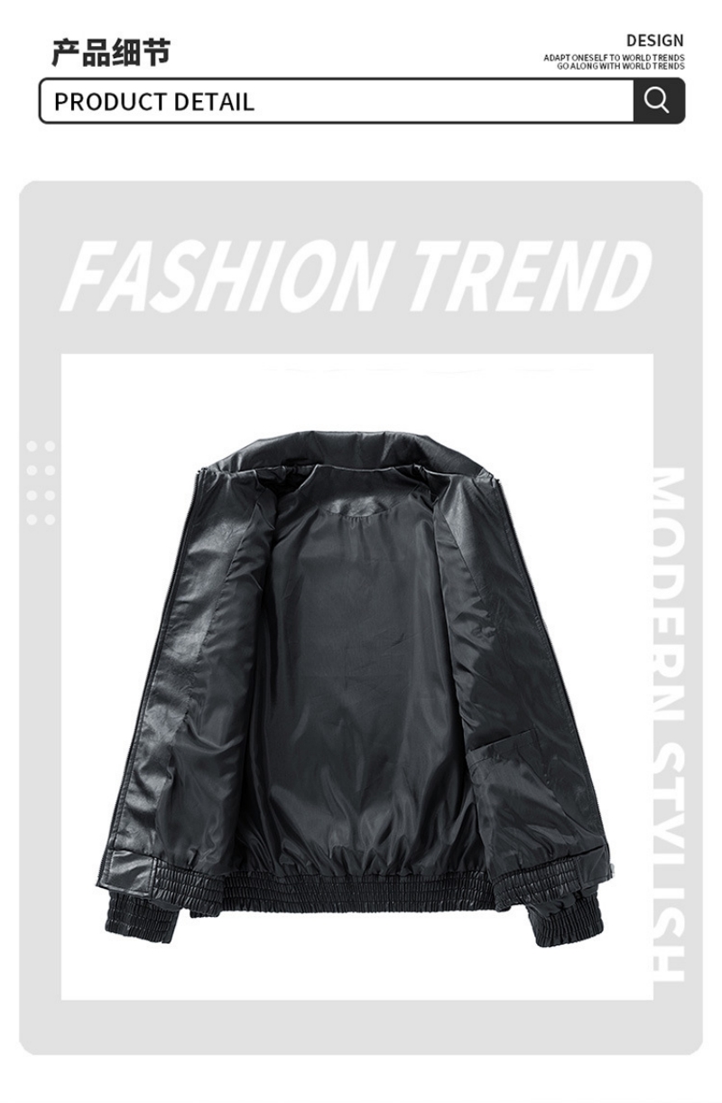 Men's High-End Stylish PU Leather Jacket Fashion Cool Motorcycle Jacket Turn-Down Collar Outerwear Vintage Trendy Youth Casual Cool Leather Coat for Men