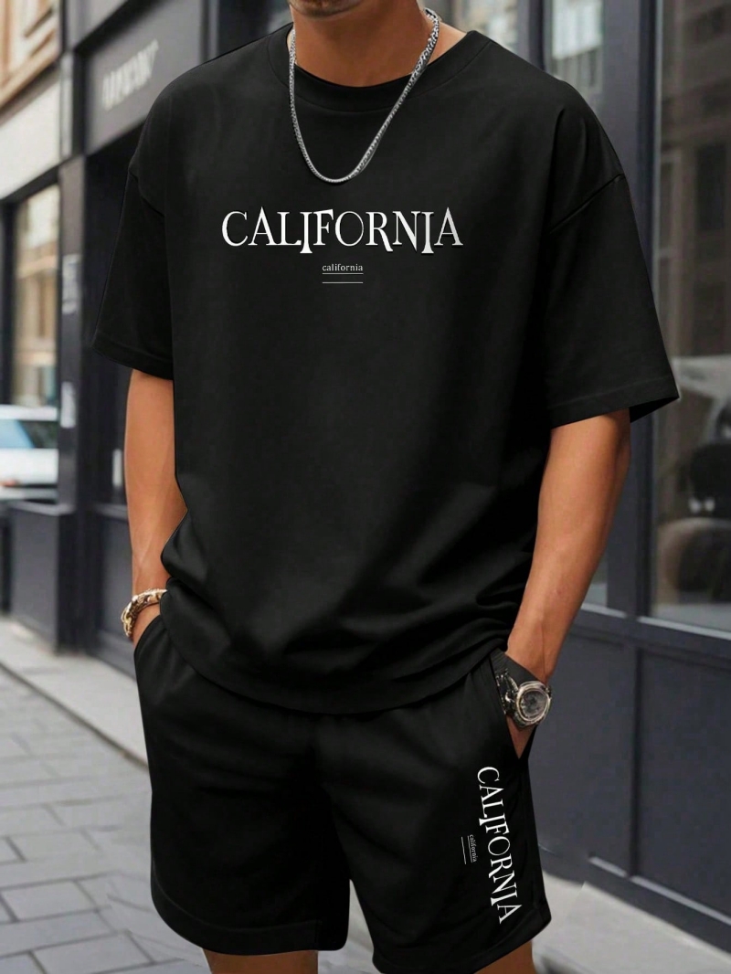 New Arrival Premium Men's 2-Piece Set Loose Thin Short Sleeve T-Shirt & Shorts Casual Sports Outfit Youth Summer Plus Size Tracksuit For Men