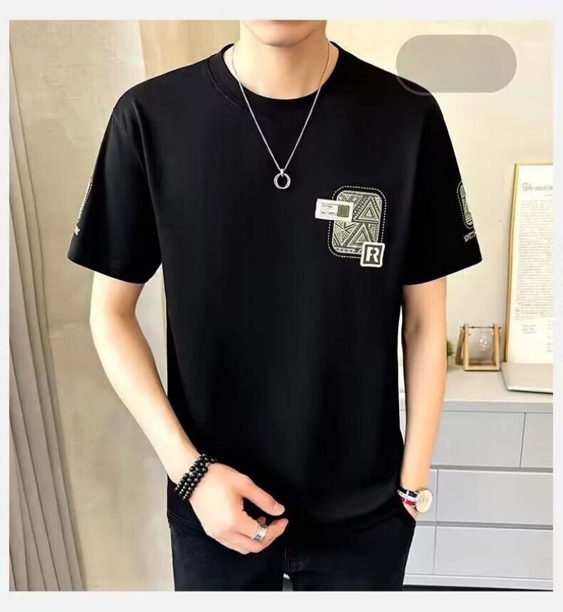 High-end Fashion Men's Summer Short Sleeve T-shirt New Trendy Brand Slim Fit Printed Top Pure Cotton Half Sleeve Tee Casual Sports Daily Wear Shirt for Young Men
