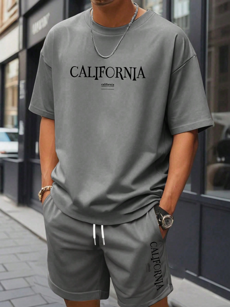 New Arrival Premium Men's 2-Piece Set Loose Thin Short Sleeve T-Shirt & Shorts Casual Sports Outfit Youth Summer Plus Size Tracksuit For Men