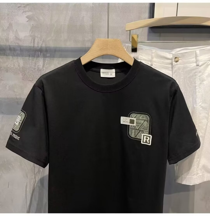 High-end Fashion Men's Summer Short Sleeve T-shirt New Trendy Brand Slim Fit Printed Top Pure Cotton Half Sleeve Tee Casual Sports Daily Wear Shirt for Young Men