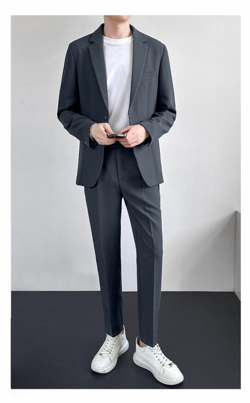 Hot Sale African Popular Men's 3-Piece Suit Set Spring Summer Loose Fit Premium All-match Trendy Blazer Jacket + Dress Pants + White T-Shirt Casual Formal Outfit for Teen Boys Young Men White Collar