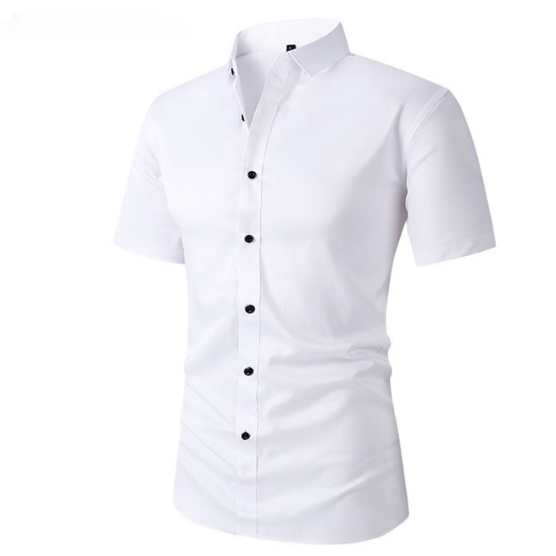 Top Hot Item in Africa Formal Office Shirt for Men Solid Color Short Sleeve Design Slim Cutting Four-Way Stretch Wrinkle Free & Non-Iron Big & Plus Size Men's Clothing