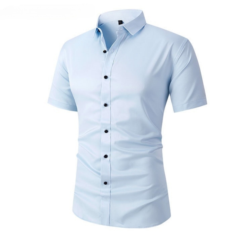 Top Hot Item in Africa Formal Office Shirt for Men Solid Color Short Sleeve Design Slim Cutting Four-Way Stretch Wrinkle Free & Non-Iron Big & Plus Size Men's Clothing