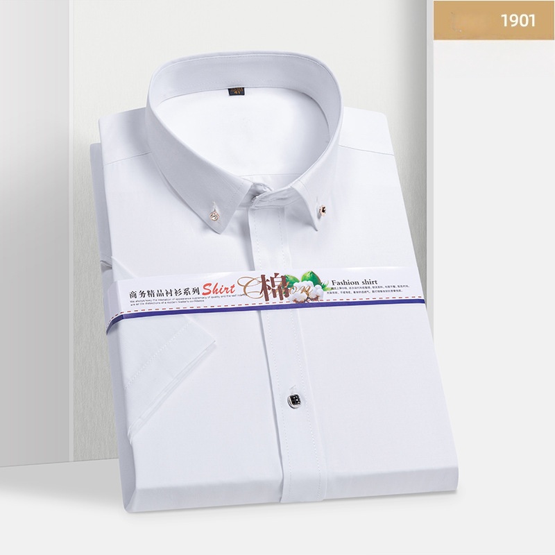 Hot Sale High Quality African Popular Men's Summer Short Sleeve White Dress Shirt Slim Fit Professional Work Uniform Business Casual Formal Wear for Young White Collar Office Men