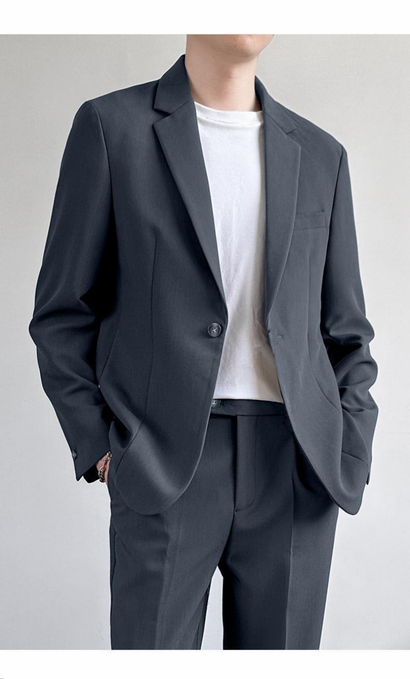 Hot Sale African Popular Men's 3-Piece Suit Set Spring Summer Loose Fit Premium All-match Trendy Blazer Jacket + Dress Pants + White T-Shirt Casual Formal Outfit for Teen Boys Young Men White Collar