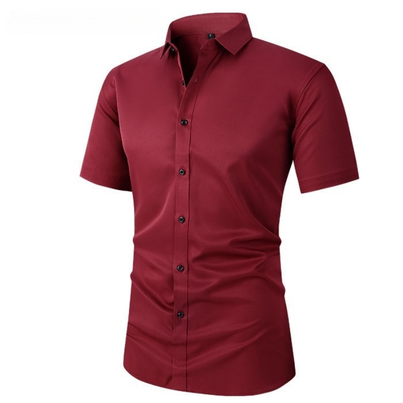 Top Hot Item in Africa Formal Office Shirt for Men Solid Color Short Sleeve Design Slim Cutting Four-Way Stretch Wrinkle Free & Non-Iron Big & Plus Size Men's Clothing