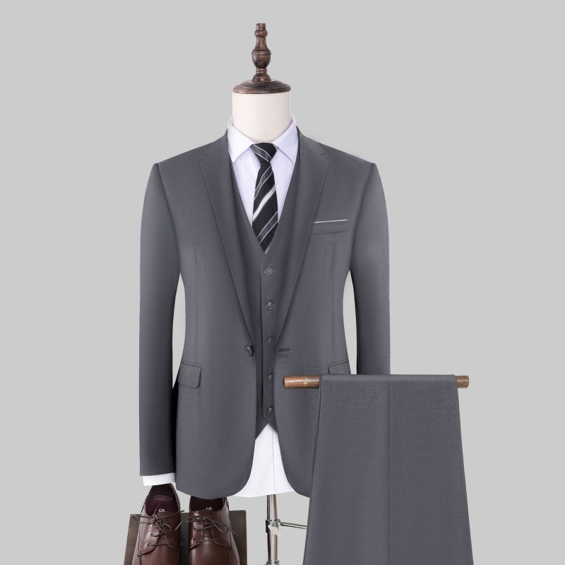 Hot Sale African Popular High Quality Men's Slim Fit Business Formal Suit Set White Collar Office Work Wear Autumn Winter Group Uniform Groomsmen Wedding Tuxedo Formal Attire