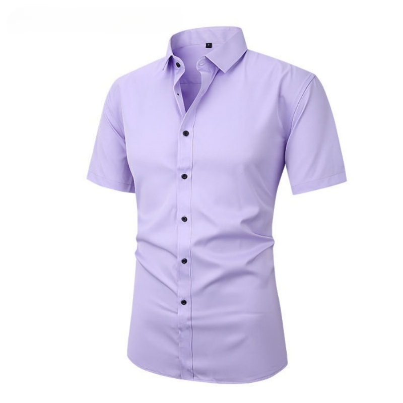 Top Hot Item in Africa Formal Office Shirt for Men Solid Color Short Sleeve Design Slim Cutting Four-Way Stretch Wrinkle Free & Non-Iron Big & Plus Size Men's Clothing